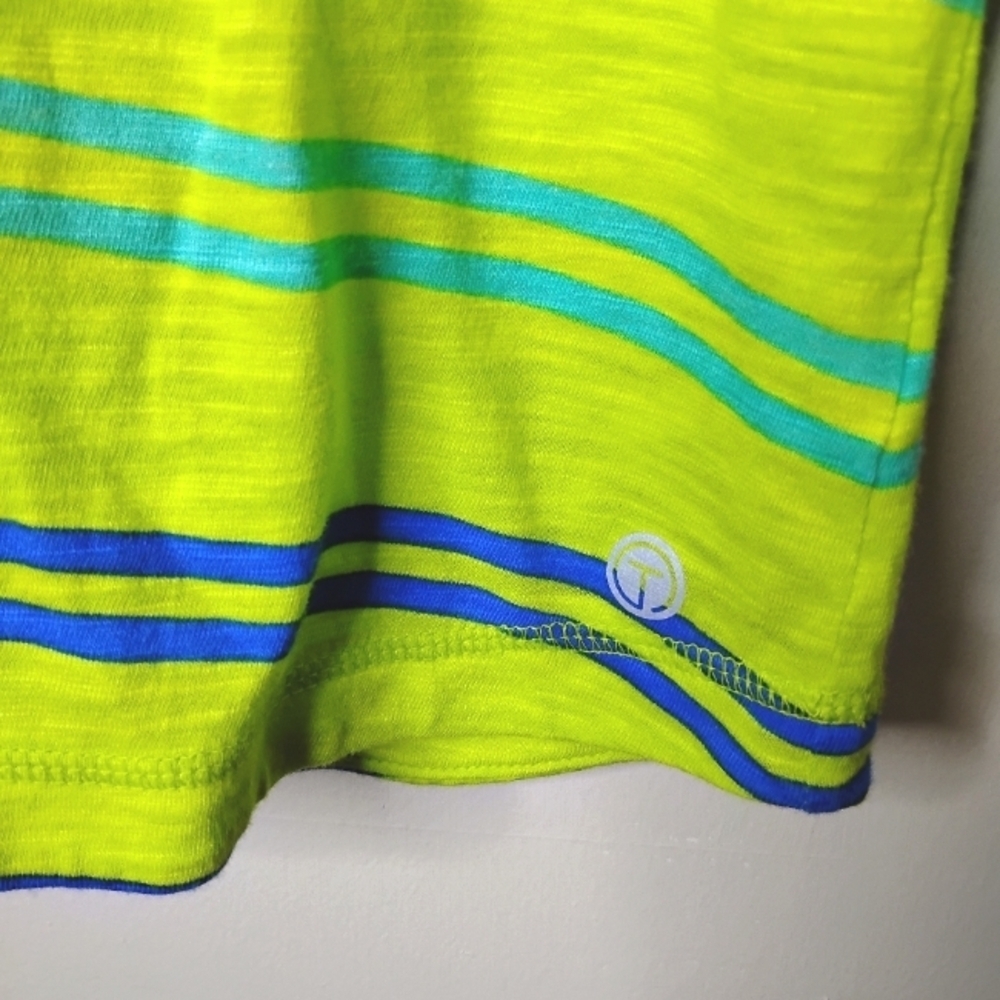 T By Talbots Kiwi Stripe Cross Back Top Womens Si… - image 3